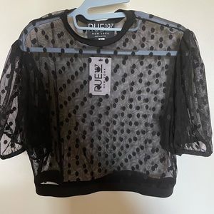sheer patterned crop shirt